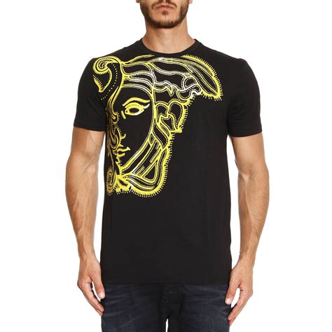 black versace shirt v neck with design|versace t shirt men's.